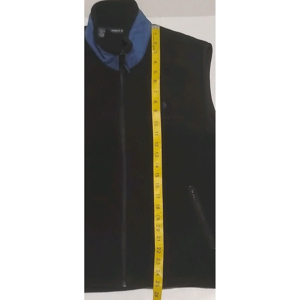 VTG 90s Polo Golf Ralph Lauren Polartec Fleece Vest  Black Blue Collar Mens L
